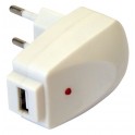 Chargeur USB sur prise secteur 1000mA blanc