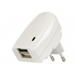 Chargeur double USB sur prise secteur  2A blanc