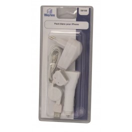 Pack blanc chargeur sect al cigare / cordon rétract / main libre pour iPhone 3/4