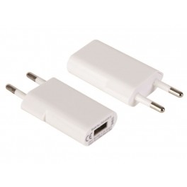 Chargeur USB sur prise secteur ultra compact 1A blanc
