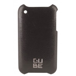 Coque cuir L&eacute;zard noir avec film de protection pour iPhone 3G 3GS G-CUBE GPN-3BK