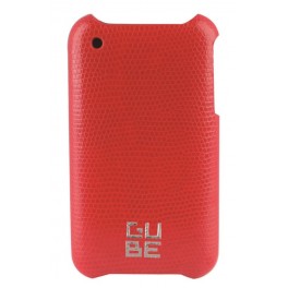 Coque cuir Lézard rouge avec film de protection pour iPhone 3G 3GS G-CUBE GPN-3R
