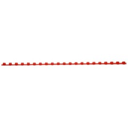 Peigne plastique rouge 6mm pour 30 feuilles,21 anneaux,Long 30cm, BTE DE 100