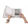 Conférencier élégance blanc iPad/tablette 9,7" + bloc A5 et compartiments