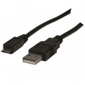 Cordon micro USB mâle à USB 2.0 mâle 1.00m noir emballage blister WAYTEX