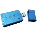 Lecteur USB 2.0 de cartes mémoires universel 10 en 1 bleu sachet