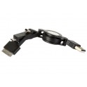 Cordon rétractable Universel Mini USB/Micro USB/iPhone 4 à USB blanc 0,8m sach