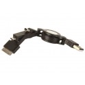 Cordon rétractable Universel Mini USB/Micro USB/iPhone 4 à USB noir 0,8m blister