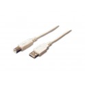 Cordon USB 2.0 A/B mâle-mâle 1.80m beige blister Waytex