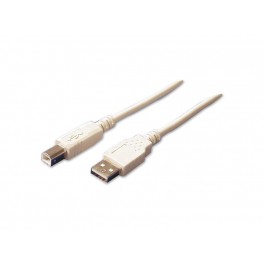 Cordon USB 2.0 A/B mâle-mâle 3.00m beige emballage blister