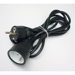 Rallonge électrique 2P+T 3G1.5 protection enfant 3.00 m noire